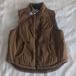 Brown Canvas Vest with Sherpa Lining
